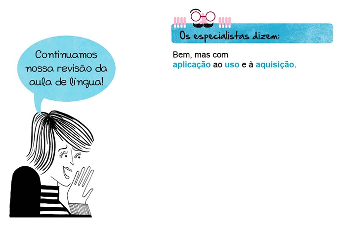 Continuamos nossa revisão da aula de língua! Os especialistas dizem: Bem, mas com aplicação ao uso e à aquisição.